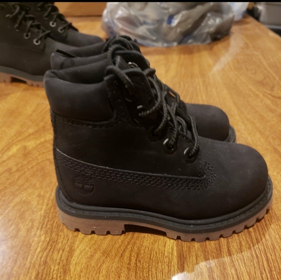 NEW TIMBERLAND 6" WATERPROOF TODDLER BLACK BOOTS SZ 7 - Picture 4 of 6
